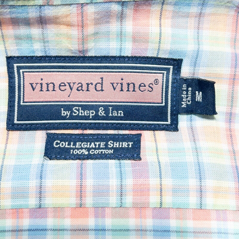 Vineyard Vines Collegiate Shirt Multi-Color Plaid Pastels Whale Men's Medium