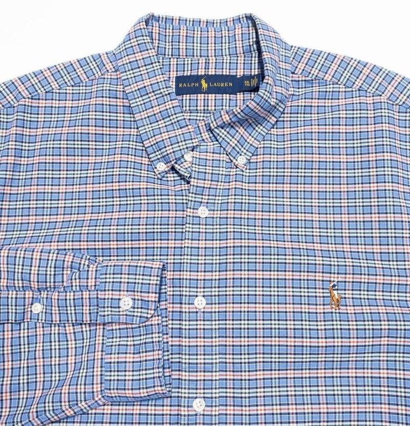 Polo Ralph Lauren XXL Shirt Men's Long Sleeve Button-Down Blue Plaid Pony 2XL