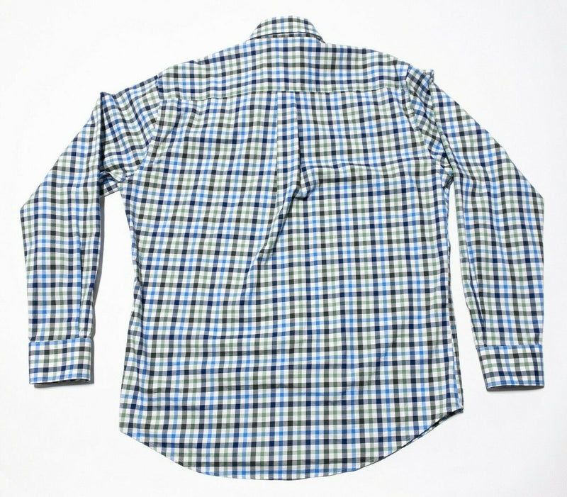 Peter Millar Crown Sport Men's Large Shirt Button-Down Cotton Spandex Green Blue
