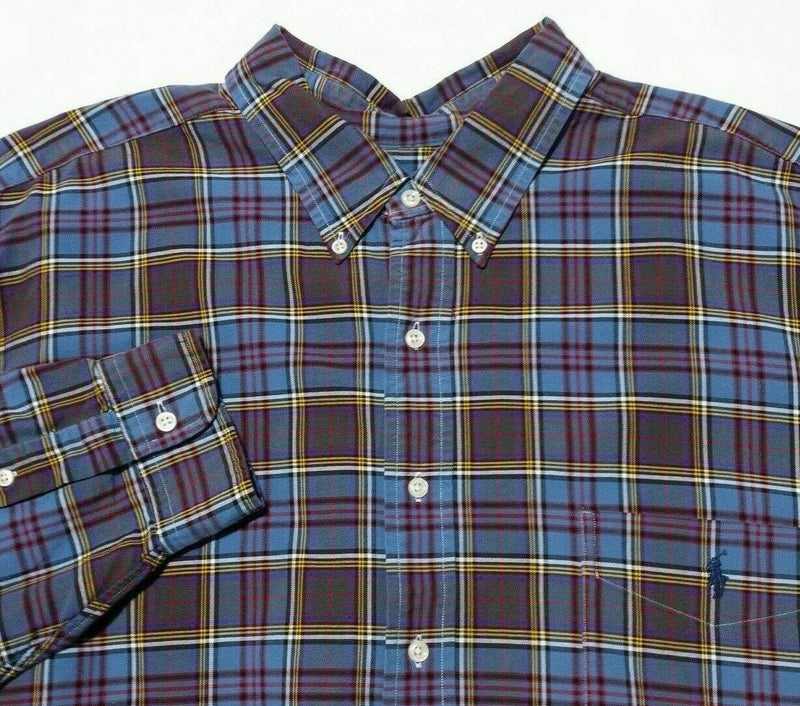 Polo Ralph Lauren 3XB Long Sleeve Shirt Men's Button-Down Plaid Blue Brown Men's