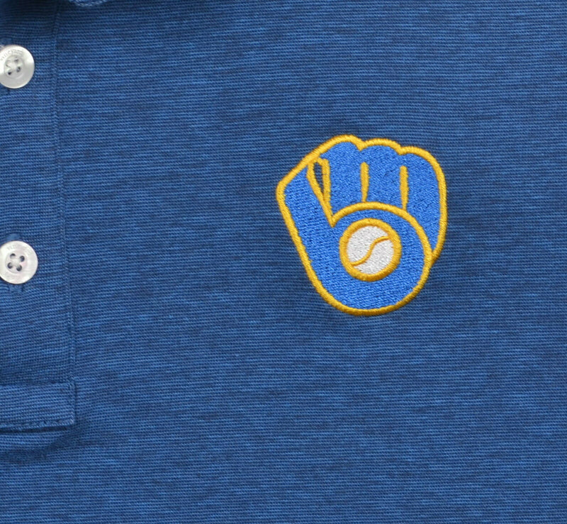 Milwaukee Brewers Men's Medium Vineyard Vines Blue Pima Cotton Blend Polo Shirt