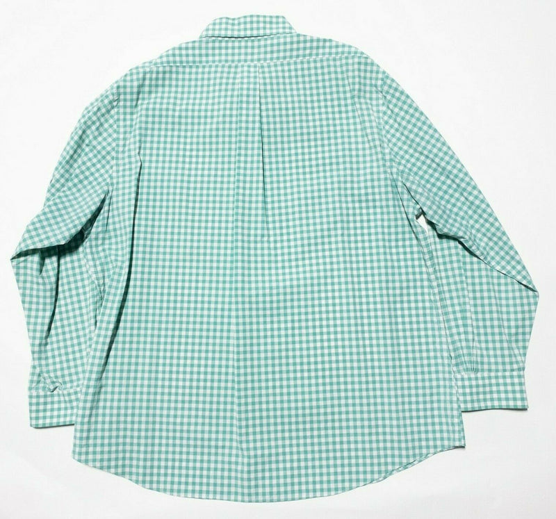 Brooks Brothers Men's 2XL Nylon Blend Wicking Green Gingham Button-Down Shirt