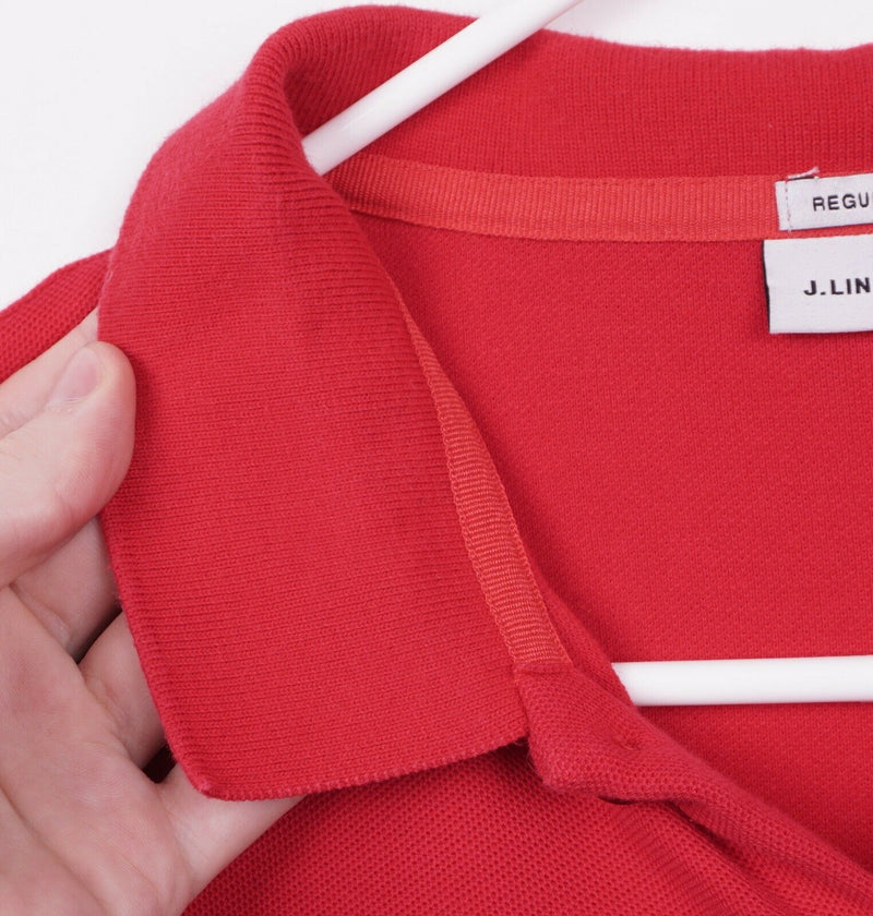 J. Lindeberg Men's Sz Large Regular Fit Rubi Reg JL Pique Solid Red Polo Shirt