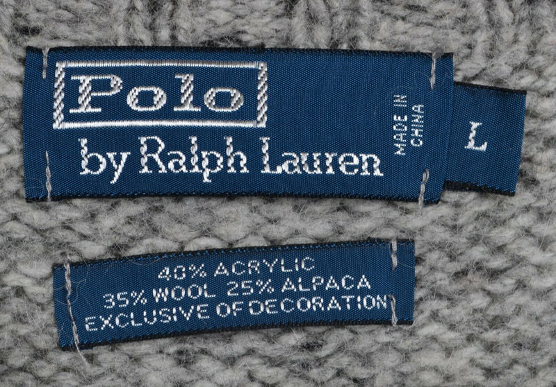 Polo Ralph Lauren Men's Large V-Neck Wool Alpaca Blend Elbow Pads Knit Sweater