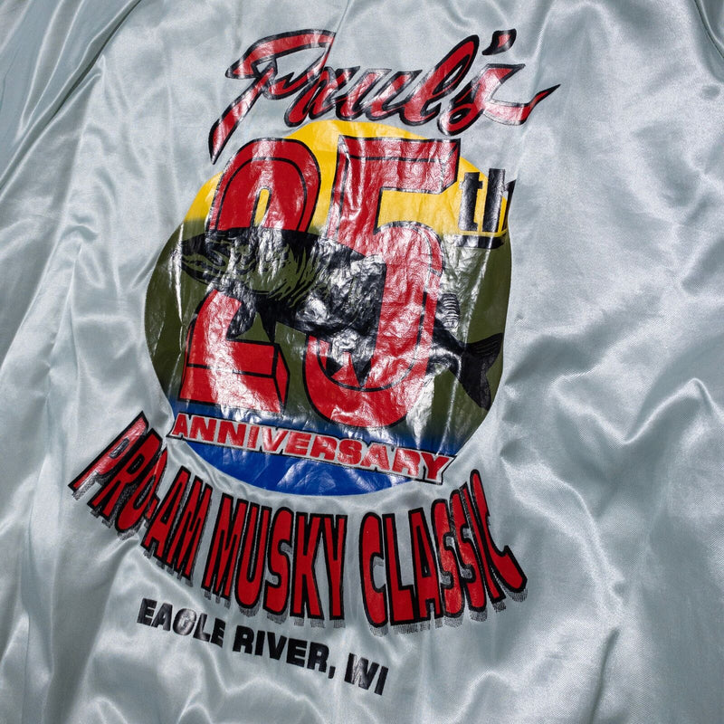 Vintage Satin Bomber Jacket Men's XL Fishing Tournament Auburn Sportswear 80s