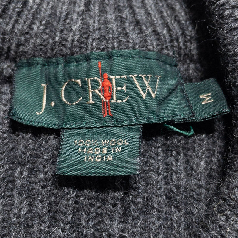 J. Crew Sweater Men's Medium Wool Full Zip Crew Neck Knit Gray Long Sleeve