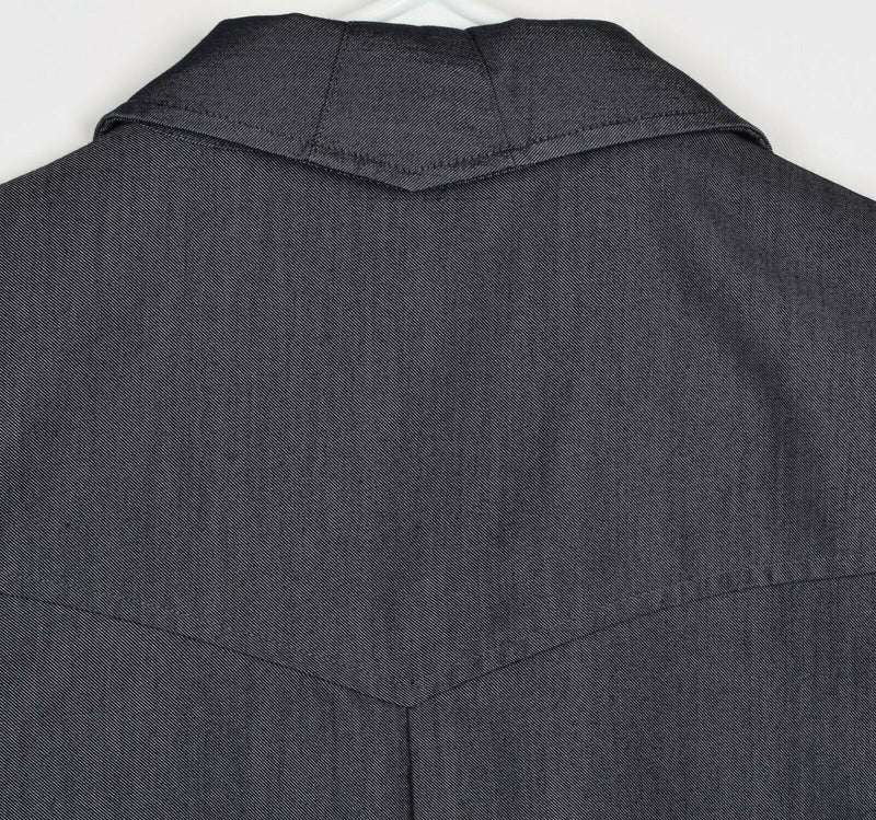 House Of Blues Men's XL Snap Front Embroidered Shiny Gray Rockabilly Shirt