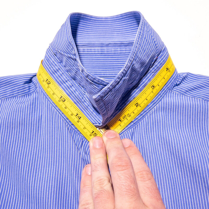 Ralph Lauren Black Label Shirt Men's 15 (Medium) Blue Striped Long Sleeve Italy