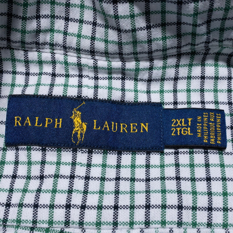 Polo Ralph Lauren 2XLT Tall Men's Shirt Button-Down White Green Graph Check