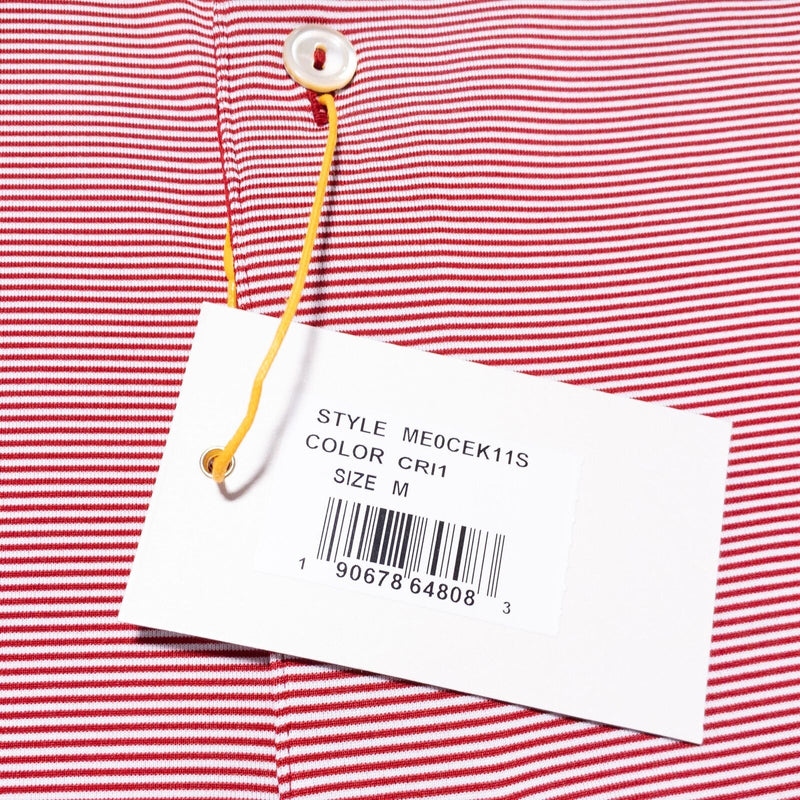 Peter Millar Summer Comfort Polo Medium Men Shirt Red Striped Wicking Erin Hills