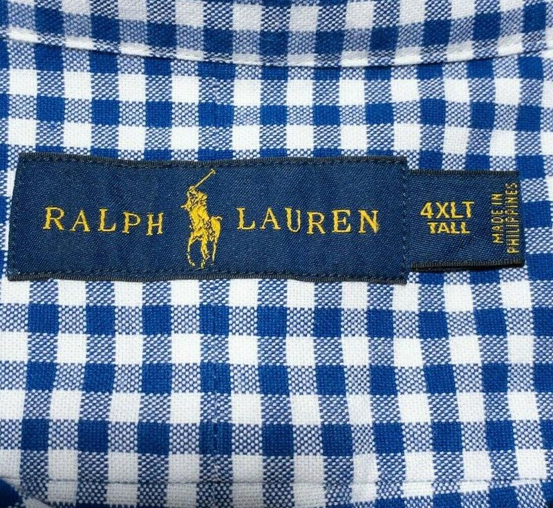 Polo Ralph Lauren 4XLT Shirt Men's Big & Tall Blue Gingham Check Short Sleeve