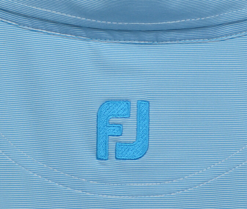 FootJoy Men's Large Blue Micro-Striped FJ Golf Wicking Performance Polo Shirt