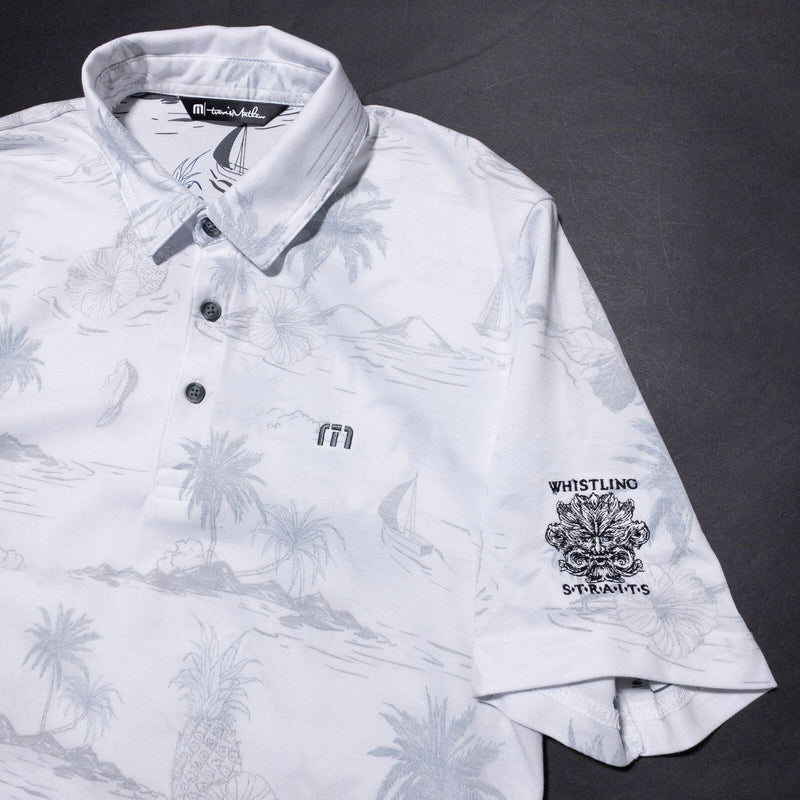 Travis Mathew Floral Polo Shirt Men's Medium Pineapple Whistling Straits Golf