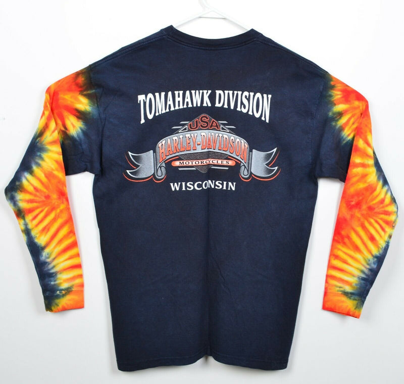 Vintage Y2K Harley-Davidson Men's Large? Flames Tie Dye Long Sleeve T-Shirt