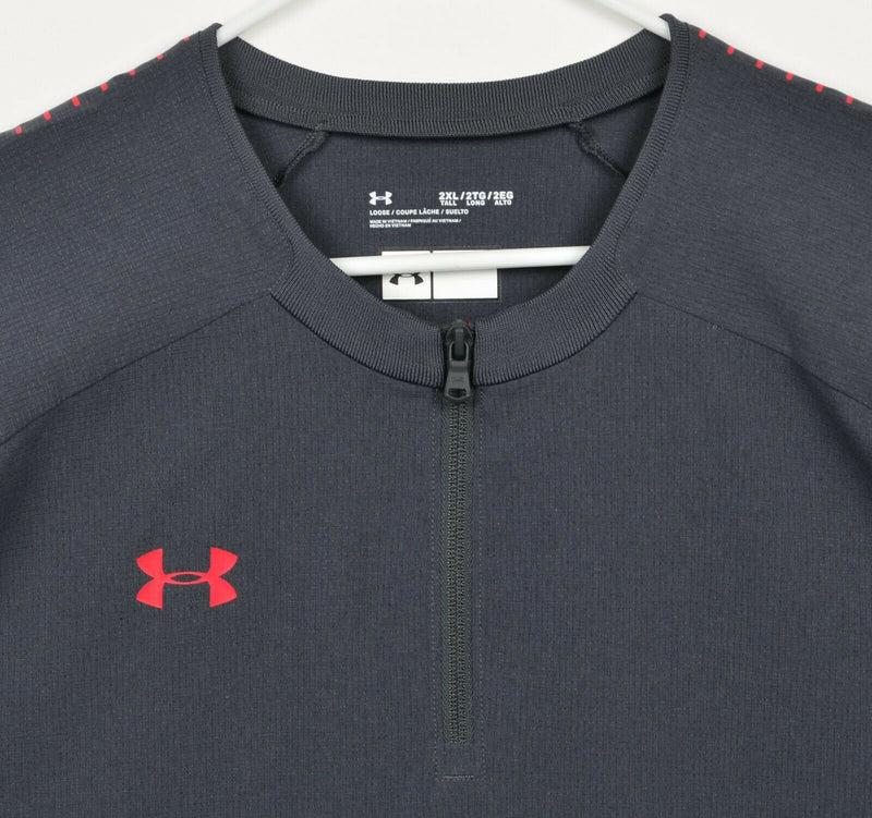 Under Armour Men's 2XLT Loose 1/4 Zip Gray Short Sleeve Warm-Up Activewear Top