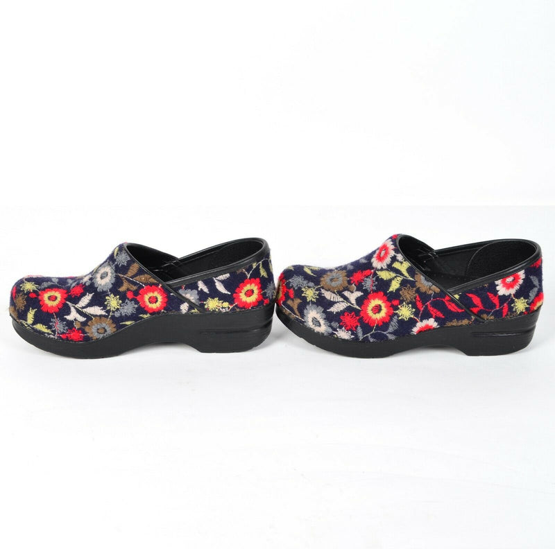 Dansko Felt Pro Women's 39 Navy Blue Floral Casual Professional Mule Clogs