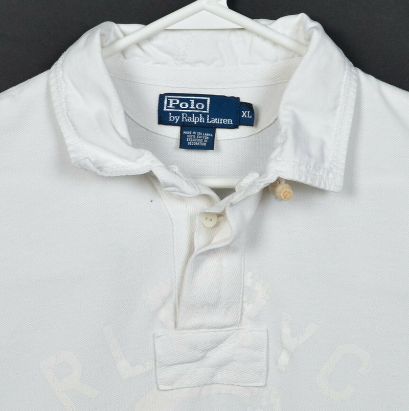 Polo Ralph Lauren Men's XL RLYC Toggle Collar Anchor Graphic White Polo Shirt