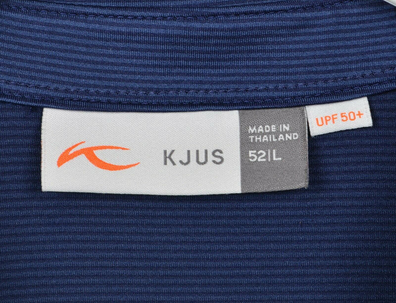 KJUS Men's Large/52 UPF 50+ Navy Blue Striped Wicking Golf Polo Soren Shirt