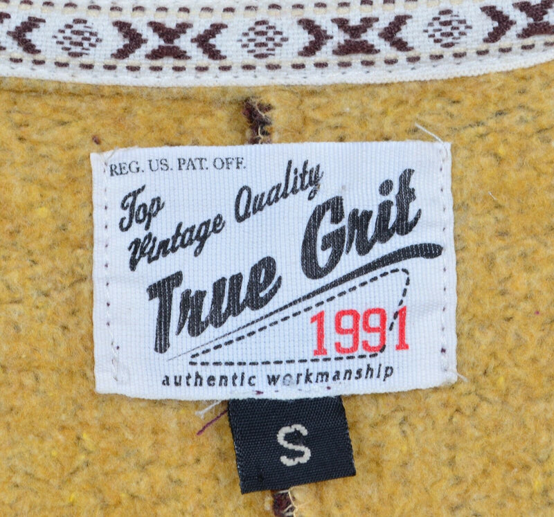 True Grit Men's Sz Small Recycled Organic Fleece Sherpa 1/4 Zip Sweater Jacket