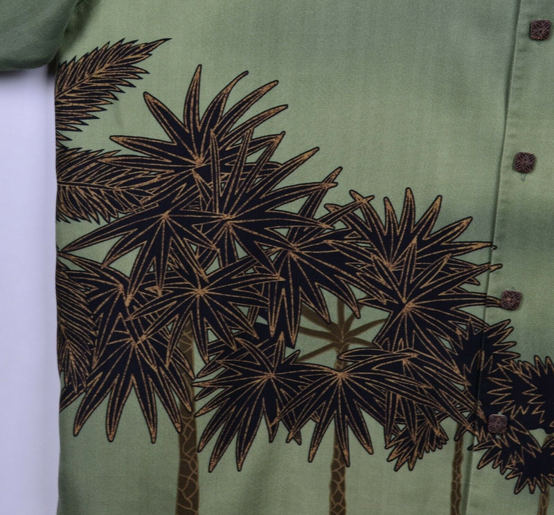 Tommy Bahama Men's Sz XL 100% Silk Floral Palm Tree Green Hawaiian Aloha Shirt