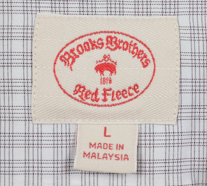 Brooks Brothers Red Fleece Men's Large White Plaid Button-Front Shirt