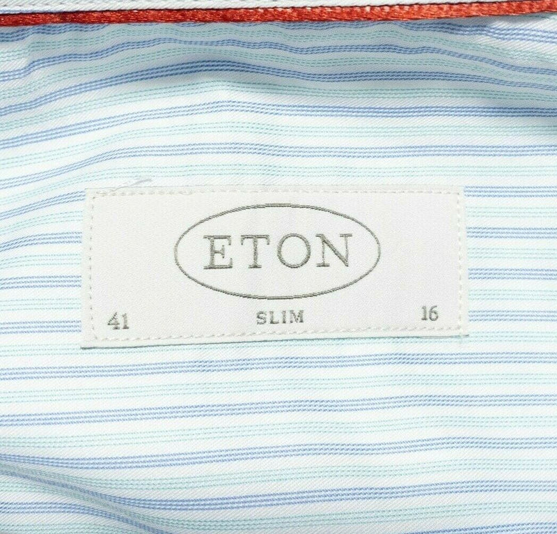 Eton Men's 16/41 Slim Blue Pinstripe Button-Front Dress Shirt