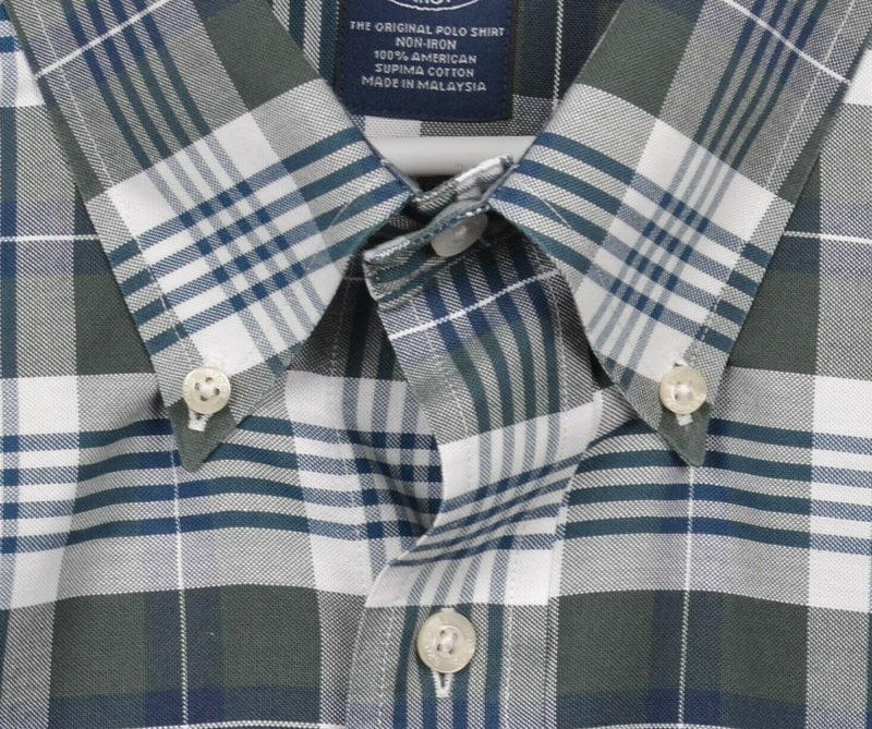 Brooks Brothers Men's 2XLT Green Navy Blue Plaid Non-Iron Button-Down Shirt