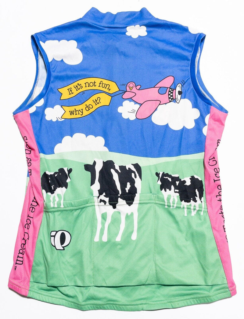 Ben and Jerry’s Cycling Jersey Women's Medium Pearl Izumi Sleeveless Cows Italy