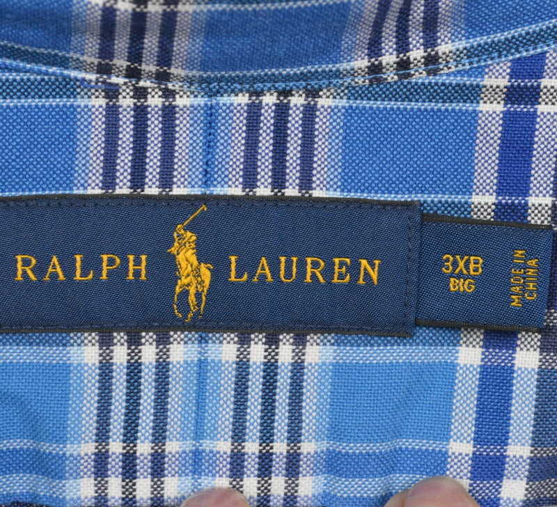 Polo Ralph Lauren Men's 3XB (3XL Big) Blue Plaid Pony Button-Down Shirt