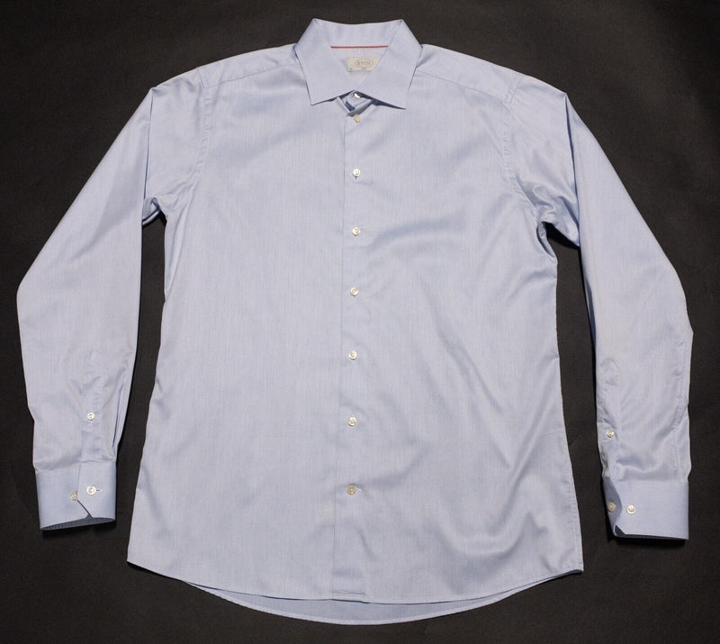 Eton Shirt 43/17 Slim Men's Long Sleeve Dress Shirt Light Blue Classic Business