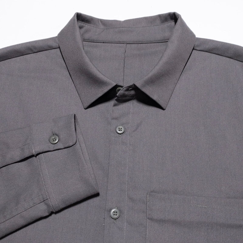 Lululemon Shirt Men Fits XL/2XL Button-Up Solid Gray Stretch Wicking Long Sleeve