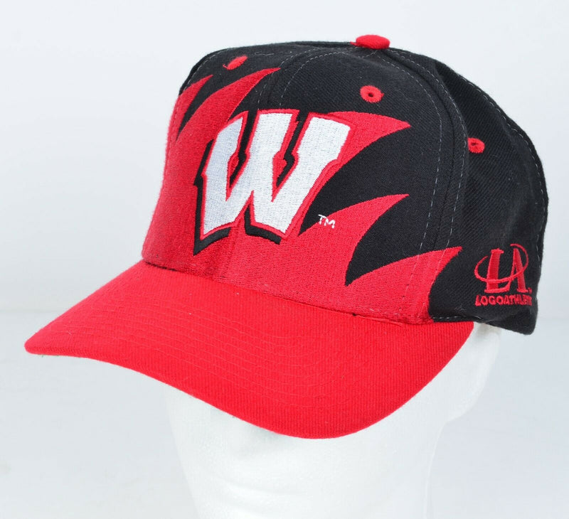 Wisconsin Badgers Men's Sharktooth Red Black NCAA Logo Athletic 90s Snapback Hat