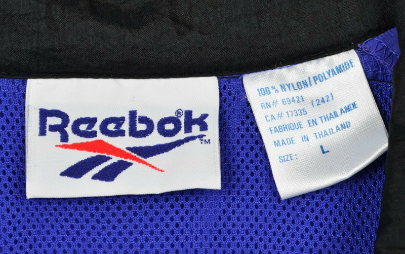 Vtg 90s Reebok Adult Sz Large Colorblock Blue Pink Black Windbreaker Jacket