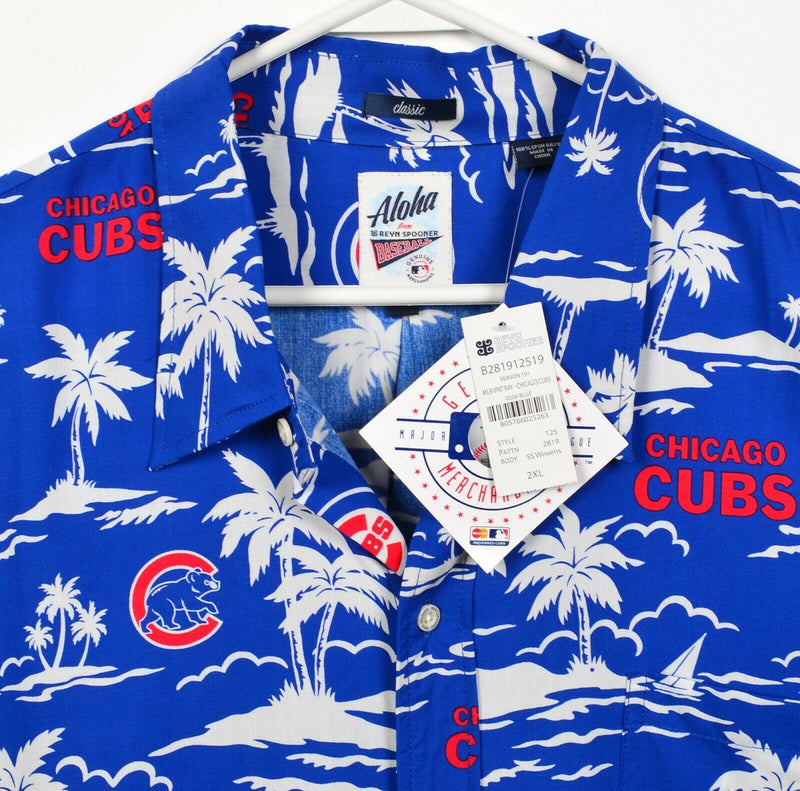 Chicago Cubs Men's 2XL Reyn Spooner Blue Floral Rayon Baseball Hawaiian Shirt