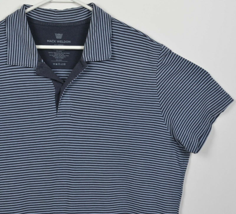 Mack Weldon Men's XL Blue Striped Cotton Modal Blend Athleisure Polo Shirt