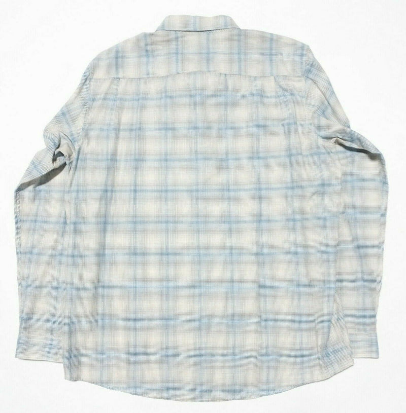 ExOfficio Insect Shield Button-Front Shirt Hiking Travel Blue Gray Plaid Men XL