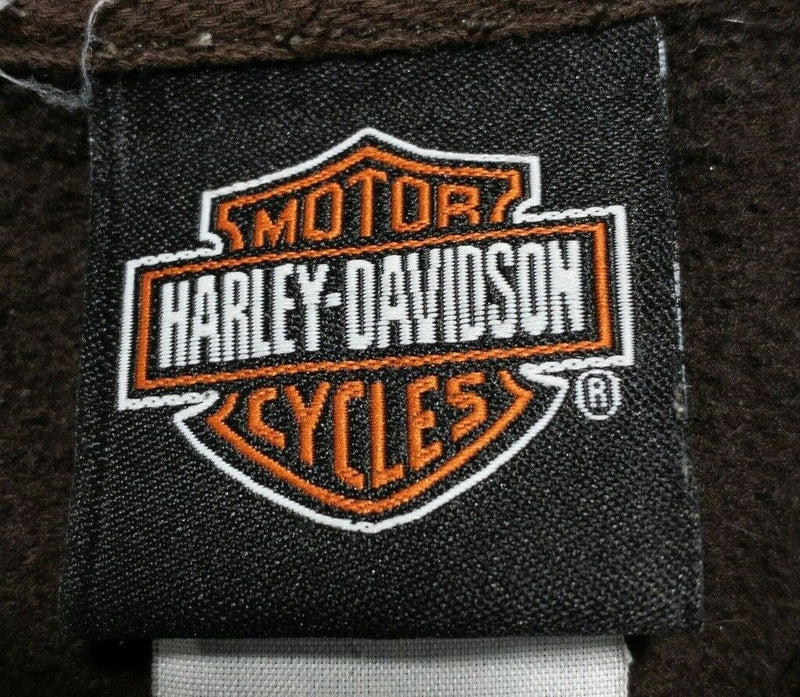 Harley-Davidson Sweatshirt Women's Large Brown Gold Letters Full Zip Biker