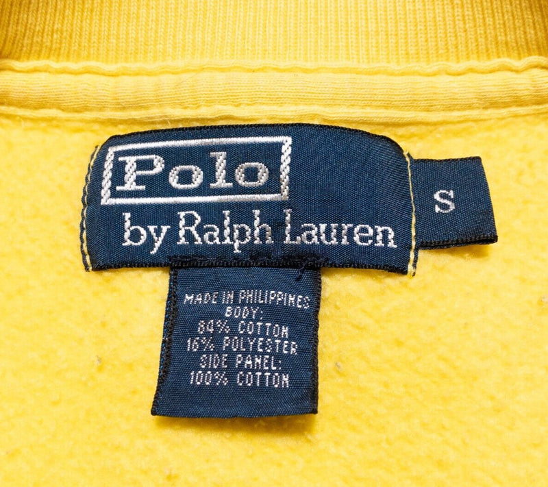 Polo Ralph Lauren Sweatshirt Mens Small Yellow Crewneck Pullover Pony Preppy 90s