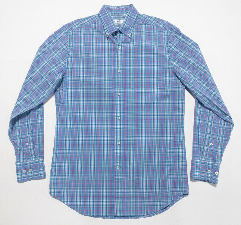 Southern Tide Men Small Classic Fit Blue Plaid Cotton Spandex Button-Down Shirt