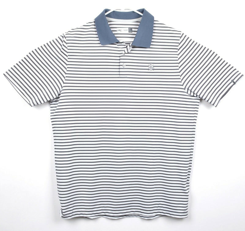 KJUS Men's Sz Large Gray Stripe "Luis" Stripe Golf Polo Short Sleeve Shirt