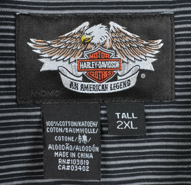 Harley-Davidson Men's 2XLT Gray Black Pinstriped Garage Mechanic Biker Shirt