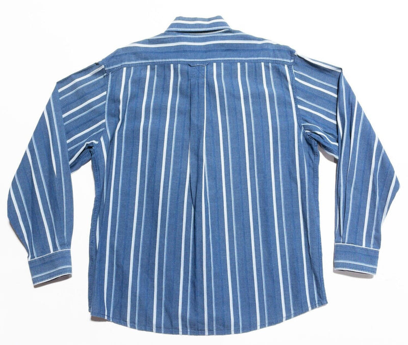 Blue Willi's Denmark Shirt Mens Large Long Sleeve Indigo Blue Stripe Button-Down