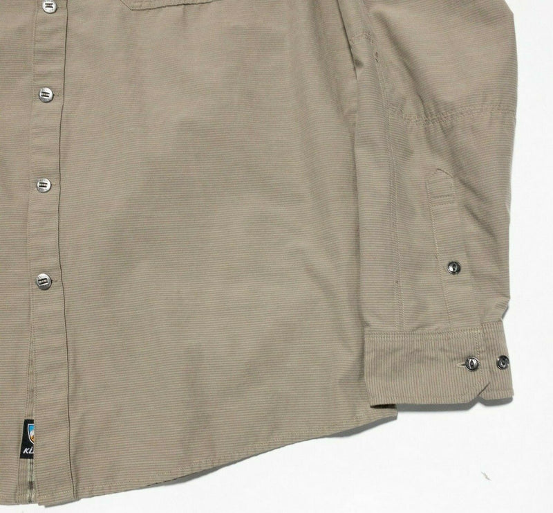 Kuhl Long Sleeve Shirt XL Men's Metal Buttons Beige Outdoor Hiking Casual