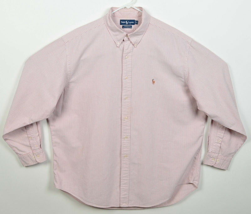 Polo Ralph Lauren Men's 18 36/37 (2XL) Pink/Red Striped Oxford Button-Down Shirt