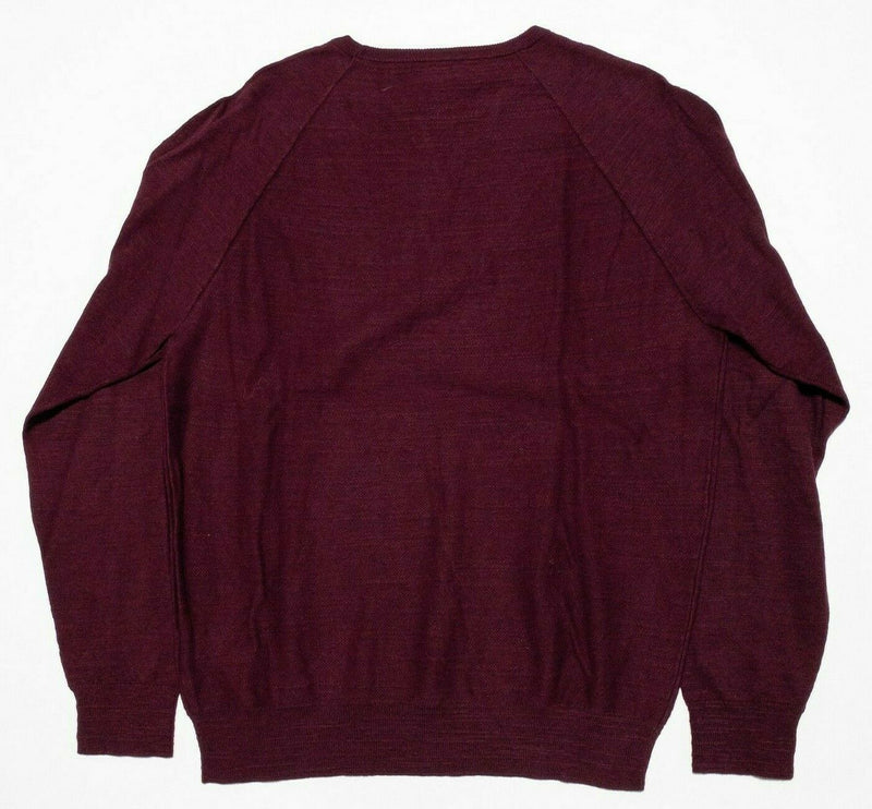 J. Crew Men's Large Slim Solid Burgundy Red Crewneck Rugged Cotton Sweater