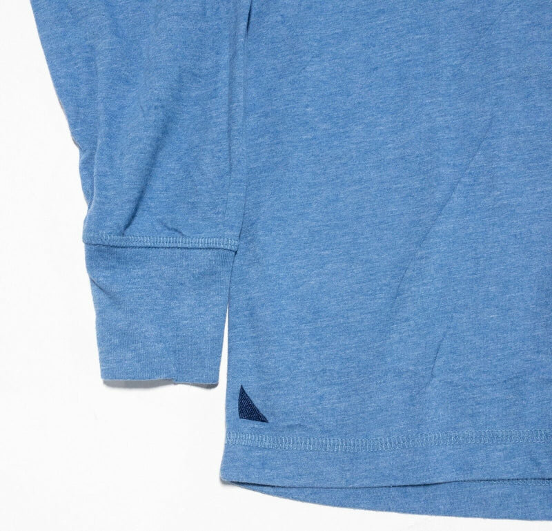 UNTUCKit Henley Men's XL Shirt Solid Heather Blue 3-Button Cotton Blend