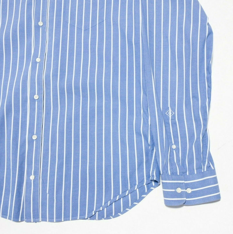 GANT The Hugger Dreamy Oxford Shirt Blue Striped Button-Front Men's XL