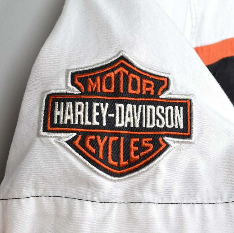 Harley-Davidson Staff Men's XL White Black Orange Buell Garage Mechanic Shirt