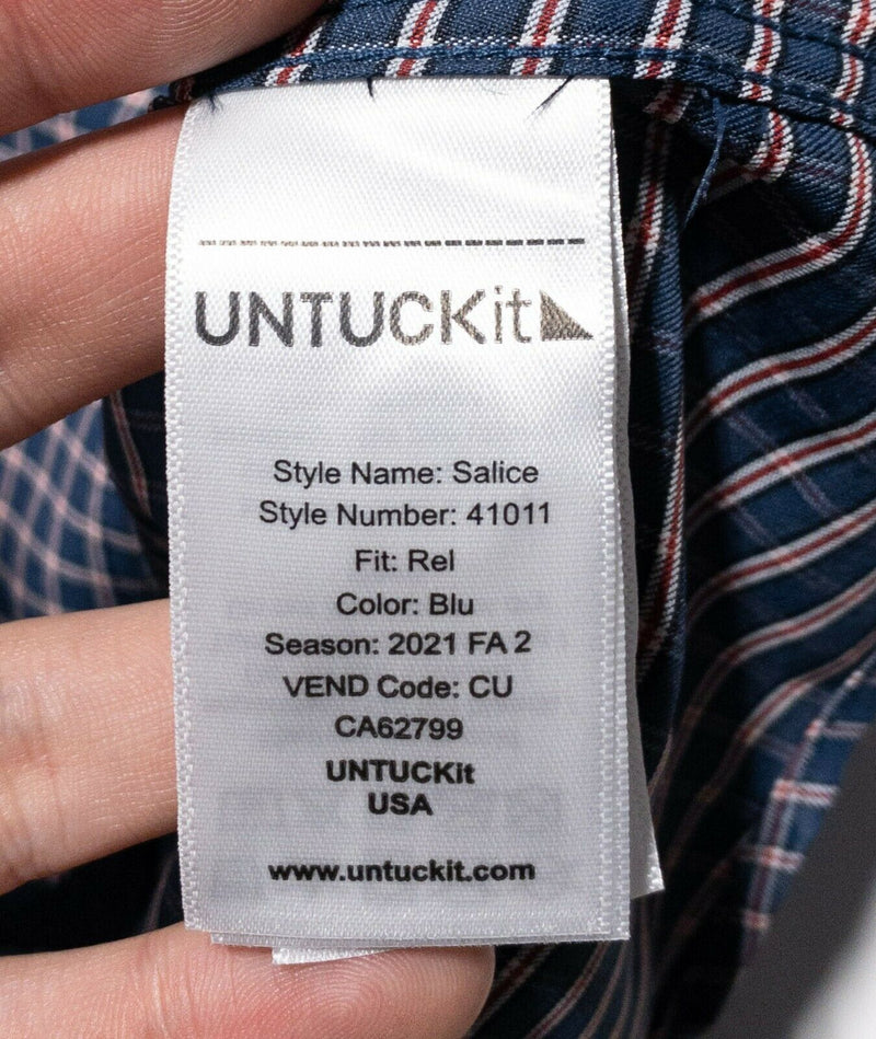 UNTUCKit Performance Button-Down Shirt Wicking Navy Blue Men's XL Relaxed Fit