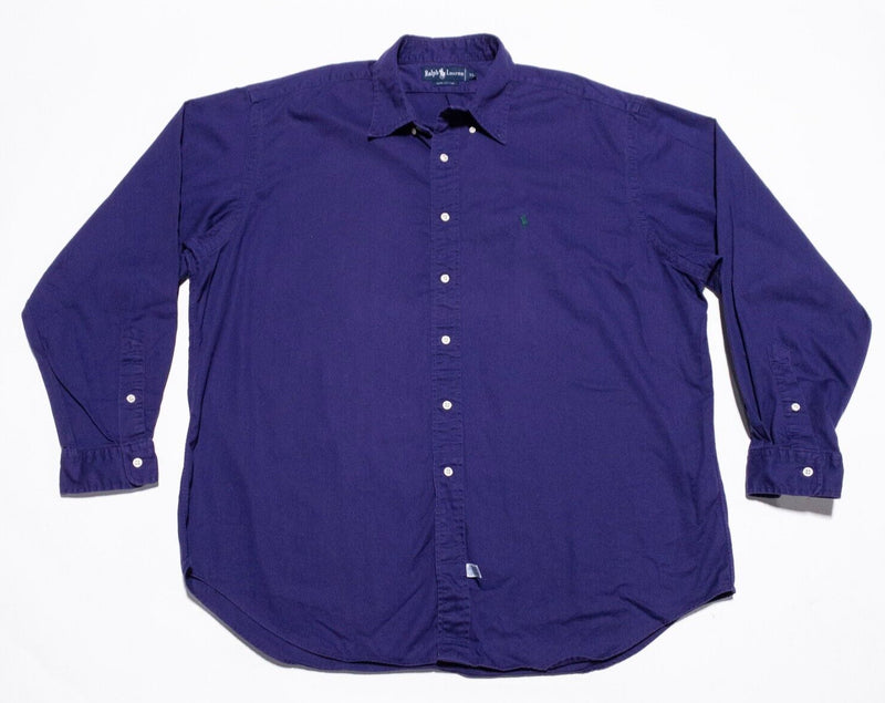 Polo Ralph Lauren Shirt Mens XL Long Sleeve Button-Down Solid Purple Vintage 90s